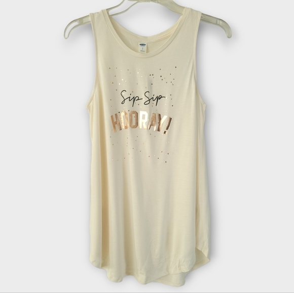 Old Navy Tops - Old Navy Size Small Beige Graphic Novelty Sip Sip Hooray Top